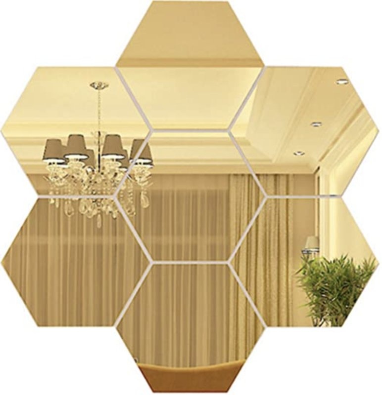 Spiegel goud hexagon decoratie acryl wanddecoratie