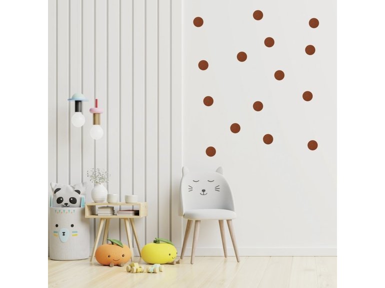 Muursticker stippen / cirkels / dots koper 4cm 26 stuks