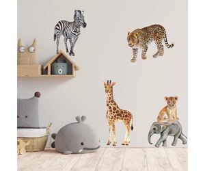 decalmile Jungle Dieren Muurstickers Olifant Giraffe Safari Muurtattoo Baby Kinderkamer Meisje Kamer Babykamer Wanddecoratie