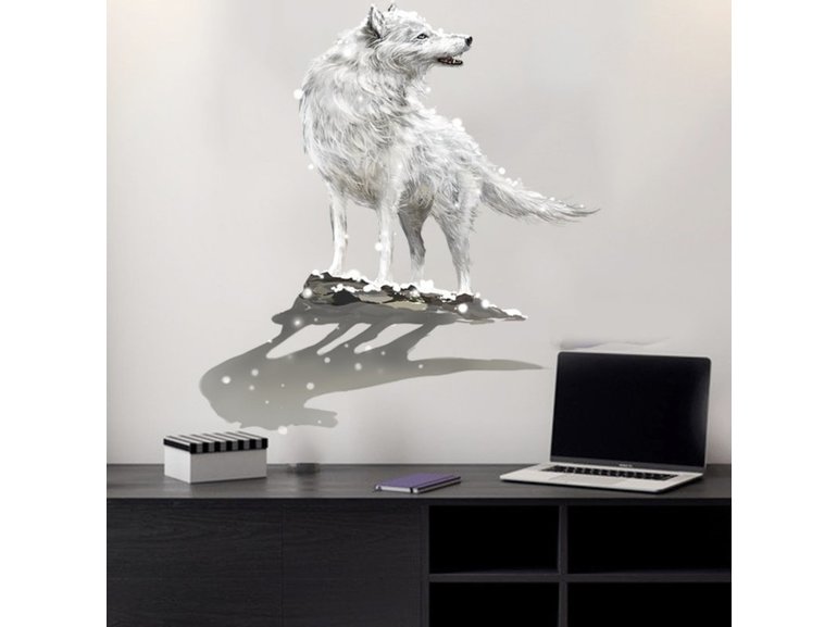 Muursticker wolf wit stoer kinderkamer