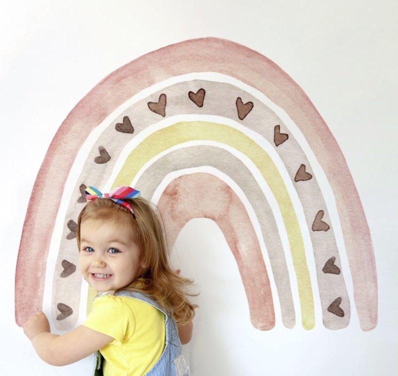 Muursticker regenboog hartjes kinderkamer