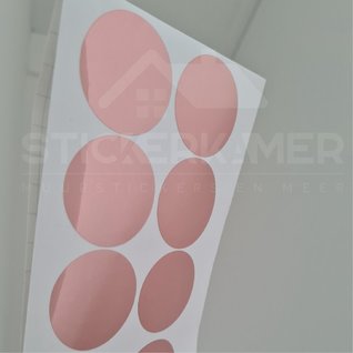 Muursticker stippen / cirkels rosé goud glans 4cm 26 stuks