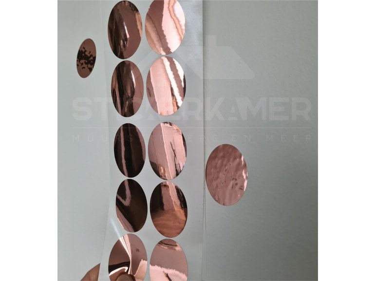 Muursticker stippen / cirkels rosé goud glans 4cm 26 stuks