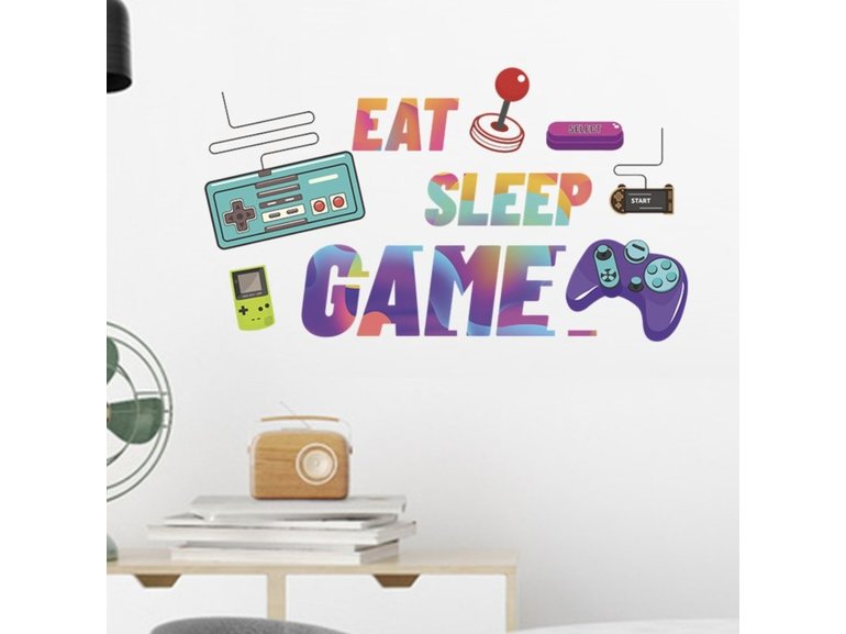 Muursticker gamer / gaming - eat sleep game jongenskamer