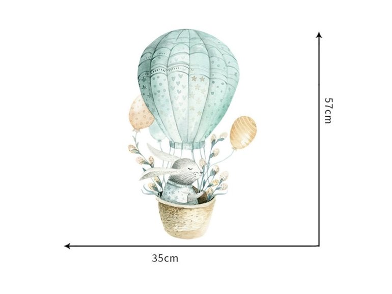 Muursticker konijnen in luchtballon