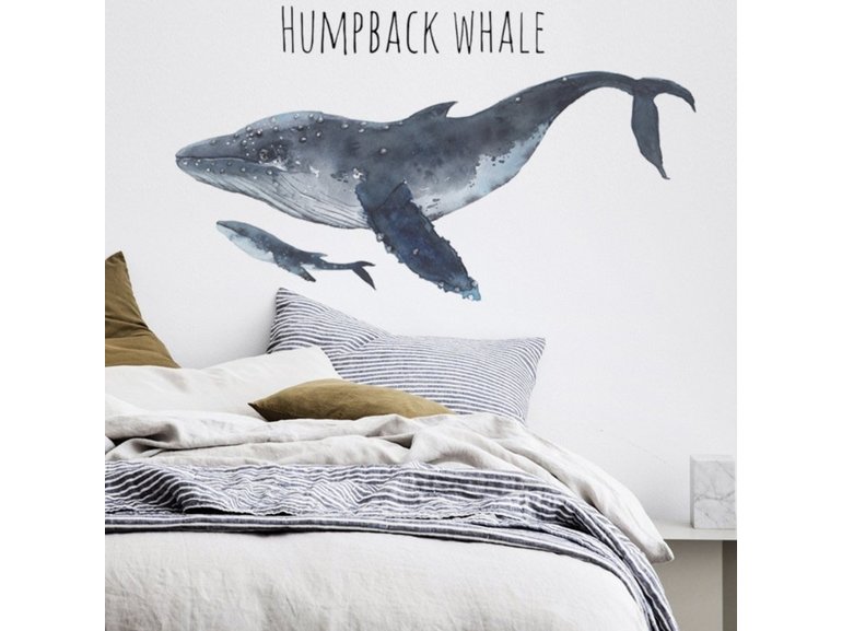 Muursticker walvis Bultrug muurdecoratie onderwater wereld
