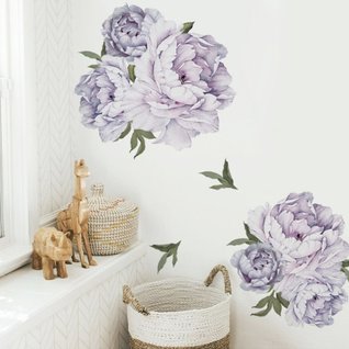 Muursticker pioen rozen / bloemen lila - paars Muursticker pioen rozen / bloemen lila - paars