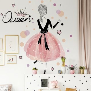 Muursticker meisjeskamer prinses roze kinderkamer Muursticker meisjeskamer prinses roze kinderkamer