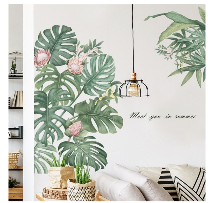 Muursticker jungle decoratieve palmbladen groen botanisch