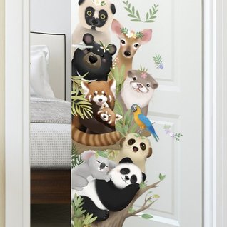 Muursticker bosdieren op elkaar kinderkamer
