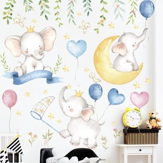 Muursticker olifanten kinderkamer - babykamer