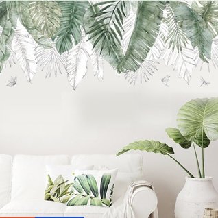 Muursticker tropische bladeren - decoratieve groene palmbladen botanisch - wanddecoratie Muursticker tropische bladeren - decoratieve groene palmbladen botanisch - wanddecoratie