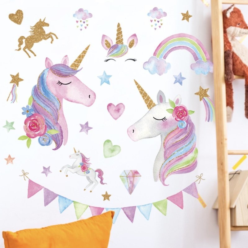 Muursticker unicorn / eenhoorn set kinderkamer