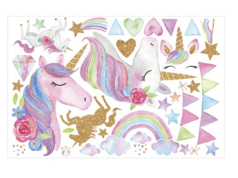 Muursticker unicorn / eenhoorn set kinderkamer