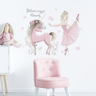 Muursticker unicorn kinderkamer meisjes roze kopen? Bestel online bij Stickerkamer - Stickerkamer