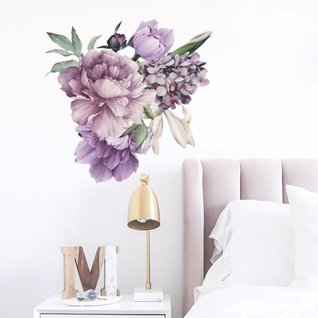 Muursticker pioen roos bloemen paars Muursticker pioen roos bloemen paars