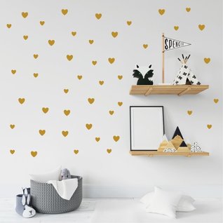 Muurstickers hartjes goud 42 stuks Muurstickers hartjes goud 42 stuks
