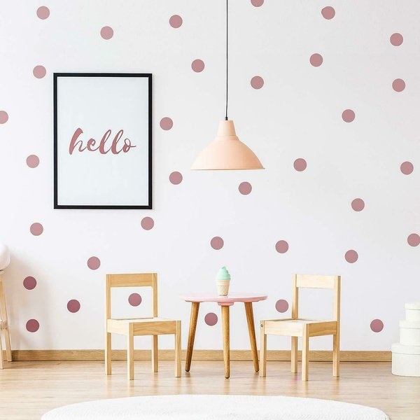 Muursticker stippen rose goud metallic matt / polka dots kinderkamer - babykamer