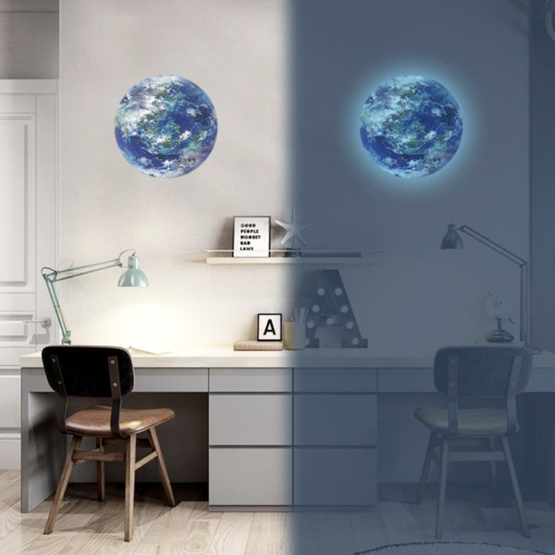 Muursticker glow in the dark aarde - wereldbol kinderkamer