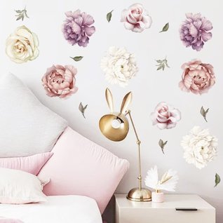 Muursticker bloemen mix paars - roze - wit Muursticker bloemen mix paars - roze - wit