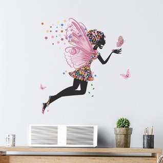 Muursticker prinses met vleugels roze kinderkamer meisjes Muursticker prinses met vleugels roze kinderkamer meisjes