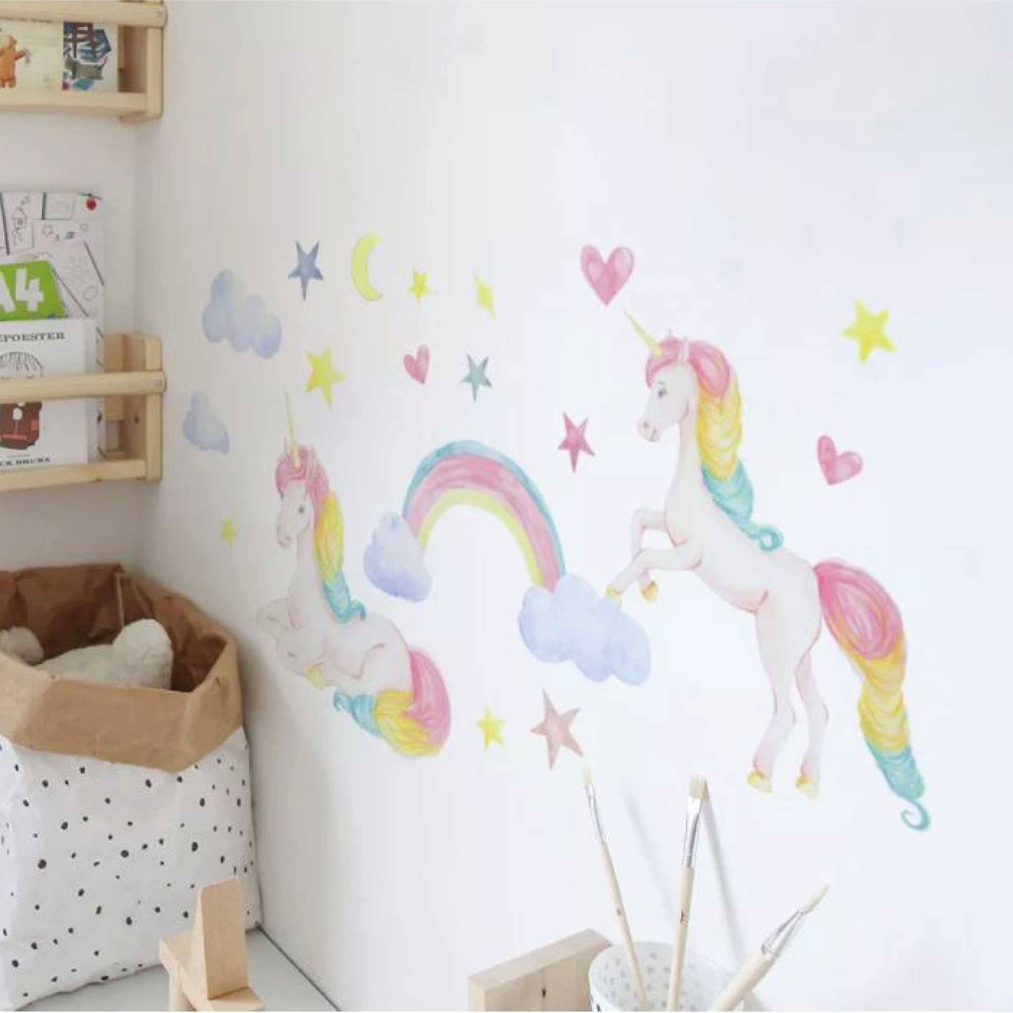 Muursticker unicorn - eenhoorn set meisjeskamer / babykamer