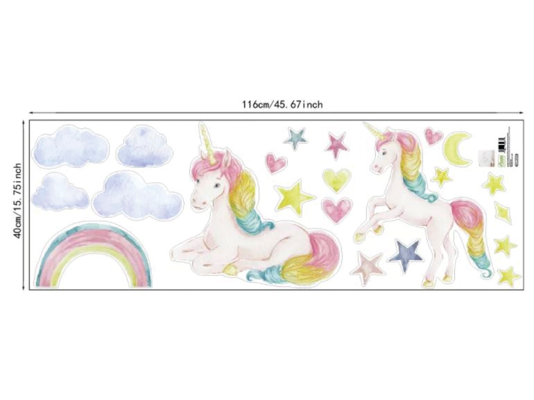 Muursticker unicorn - eenhoorn set meisjeskamer / babykamer