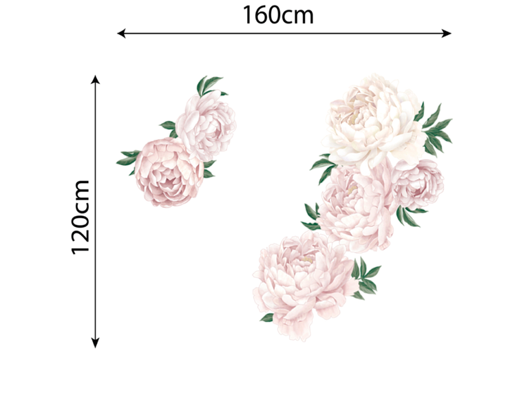 Muursticker bloemen rozen pioen roze XL babykamer