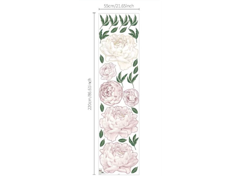 Muursticker bloemen rozen pioen roze XL babykamer