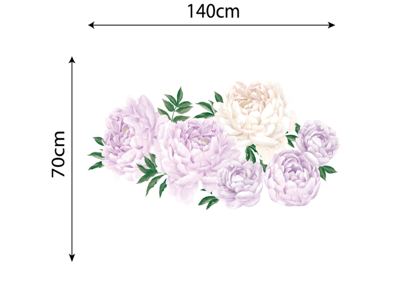 Muursticker bloemen rozen pioen paars XL babykamer
