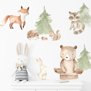 Muursticker dieren in het bos kinderkamer Muursticker dieren in het bos kinderkamer