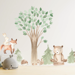 Muursticker boom met bosdieren kinderkamer Muursticker boom met bosdieren kinderkamer