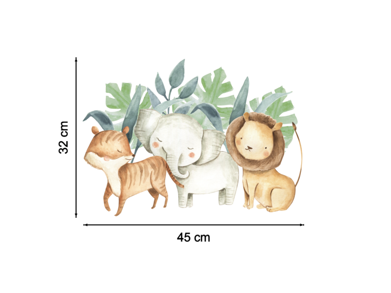 Muursticker jungle dieren babykamer