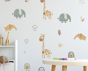 Muurstickers kinderkamer dieren / beesten regenboogjes