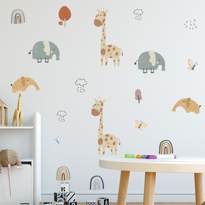 Muurstickers kinderkamer dieren / beesten regenboogjes