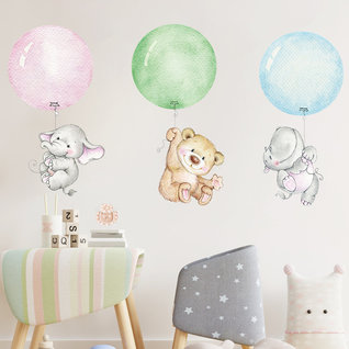 Muursticker beesten / dieren ballon babykamer Muursticker beesten / dieren ballon babykamer