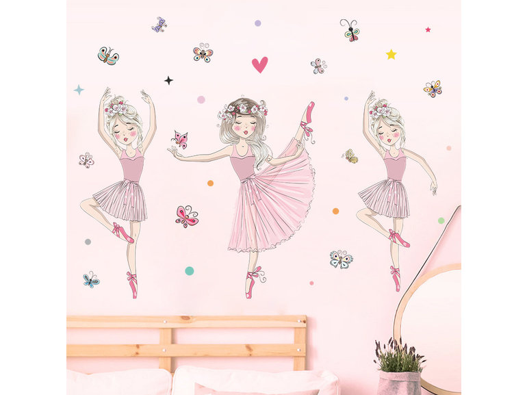 Muursticker prinses ballet dansers kinderkamer meisjes roze