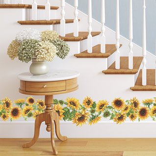 Muursticker zonnebloemen strook / plint wanddecoratie Muursticker zonnebloemen strook / plint wanddecoratie