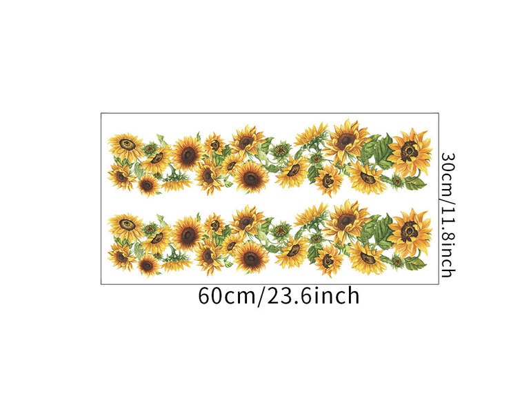 Muursticker zonnebloemen strook / plint wanddecoratie