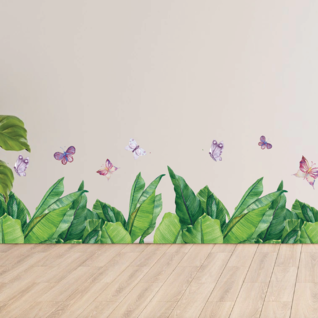 Muursticker tropische groene bladeren strook decoratie sticker Muursticker tropische groene bladeren strook decoratie sticker