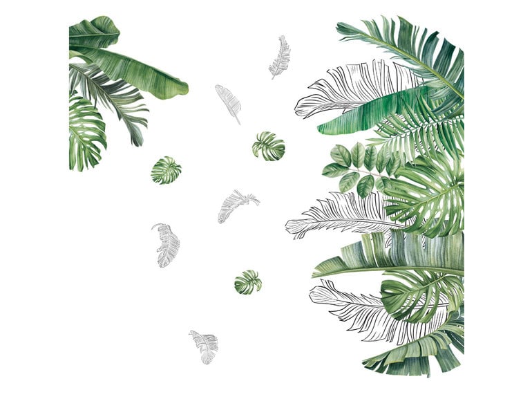 Muursticker jungle tropische planten groene decoratie stickers