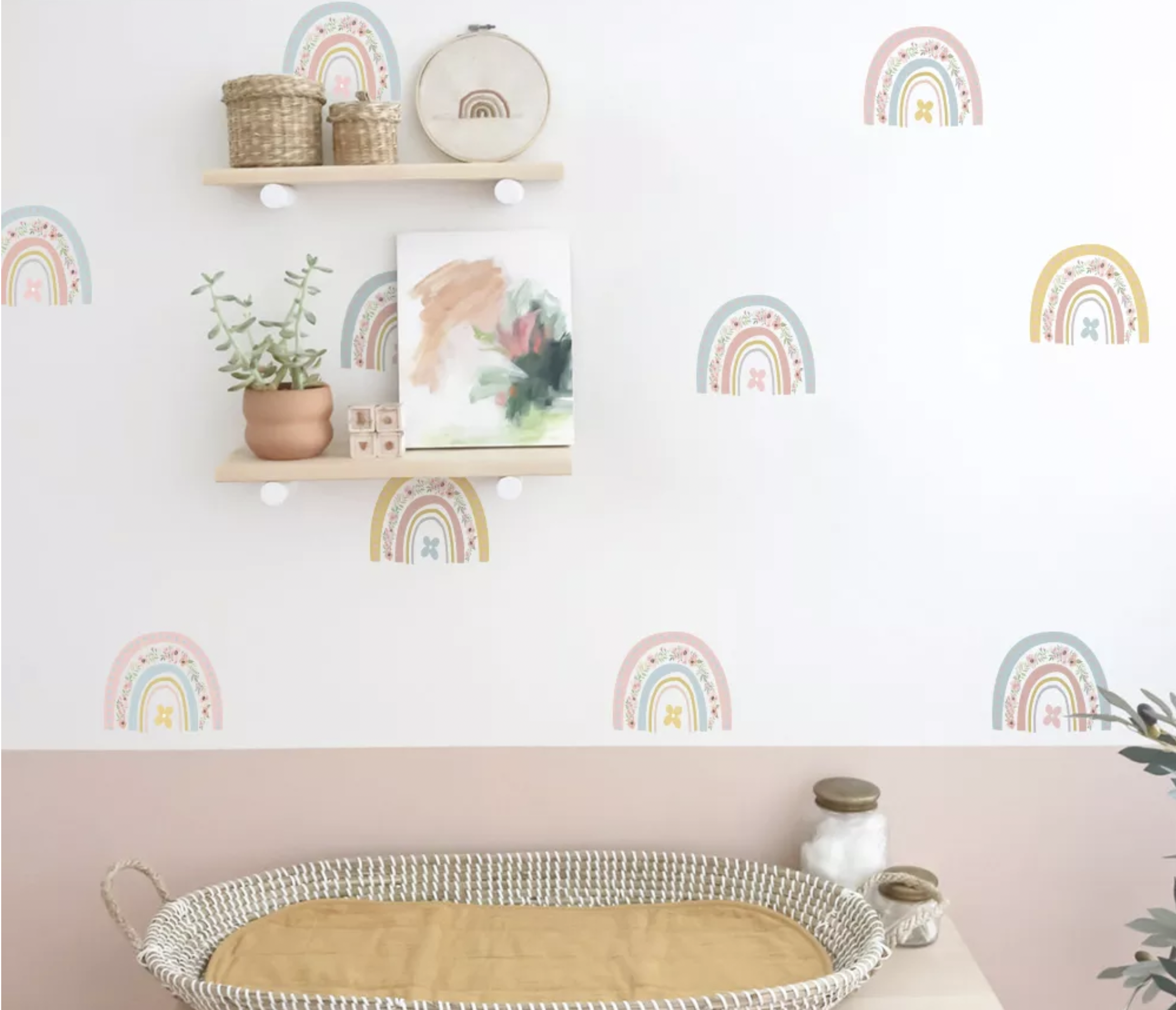 Muursticker mini regenboogjes kinderkamer / babykamer