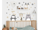 Muursticker kinderkamer dieren en stippen nordic design  babykamer wand decoratiestickers