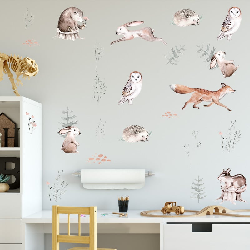 Muursticker dieren in het bos kinderkamer decoratie stickers