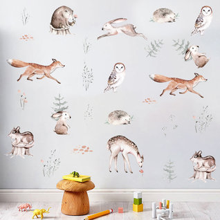 Muursticker dieren in het bos kinderkamer