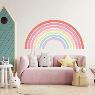 Muursticker regenboog zachte kleuren kinderkamer