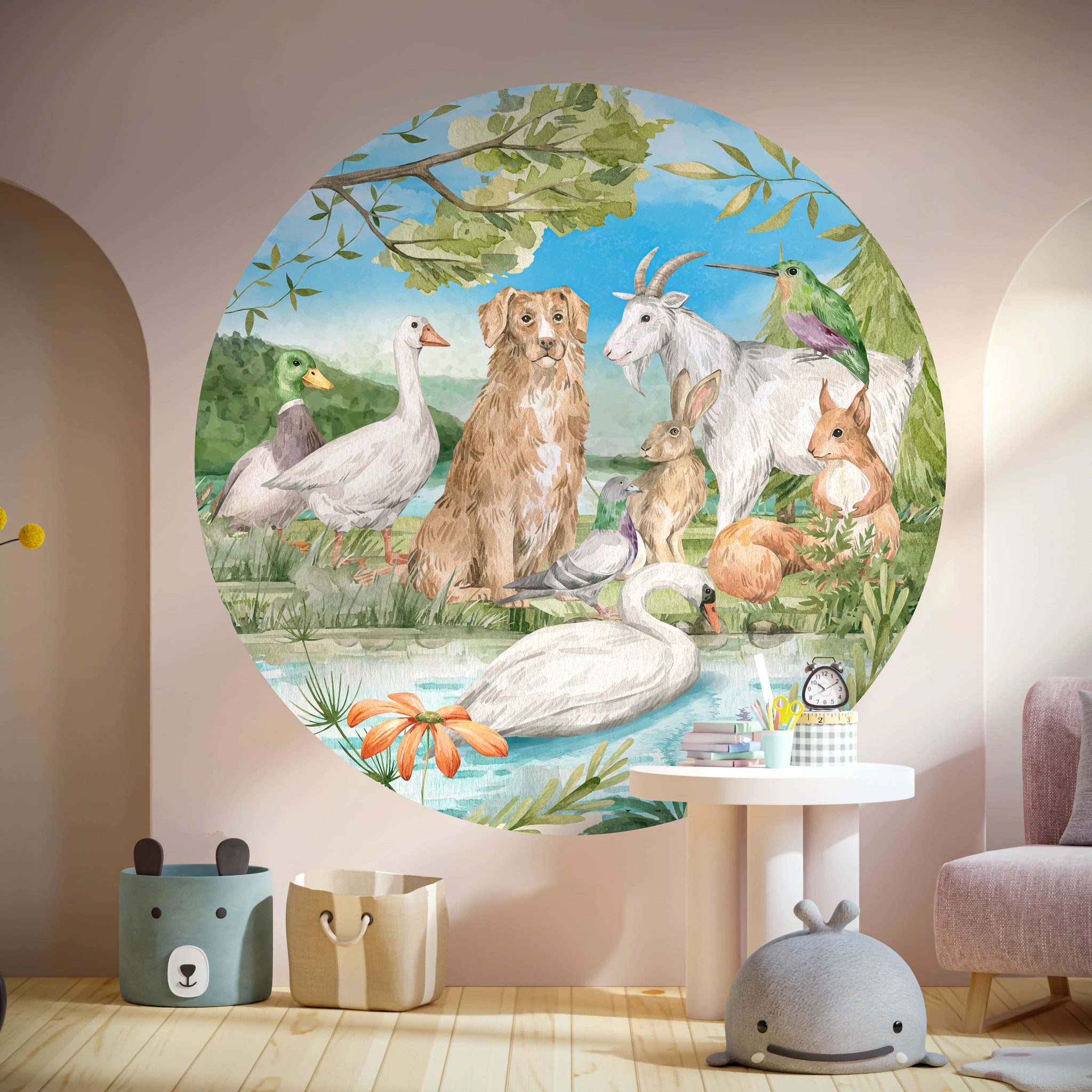 Muursticker muurcirkel dieren kinderkamer / babykamer