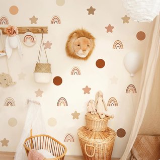 108 delig boho muursticker set sterren, stippen en regenbogen kinderkamer 108 delig boho muursticker set sterren, stippen en regenbogen kinderkamer