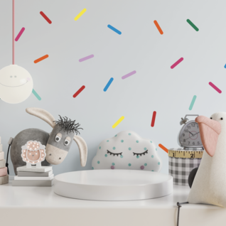 Muursticker streepjes confetti kinderkamer