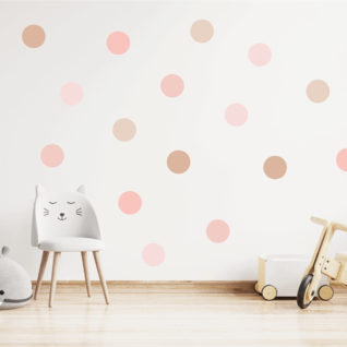 Muursticker boho cirkels polka dots nude kinderkamer Muursticker boho cirkels polka dots nude kinderkamer